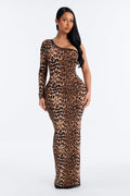 Mila One Shoulder Leopard Maxi Dress - Leopard