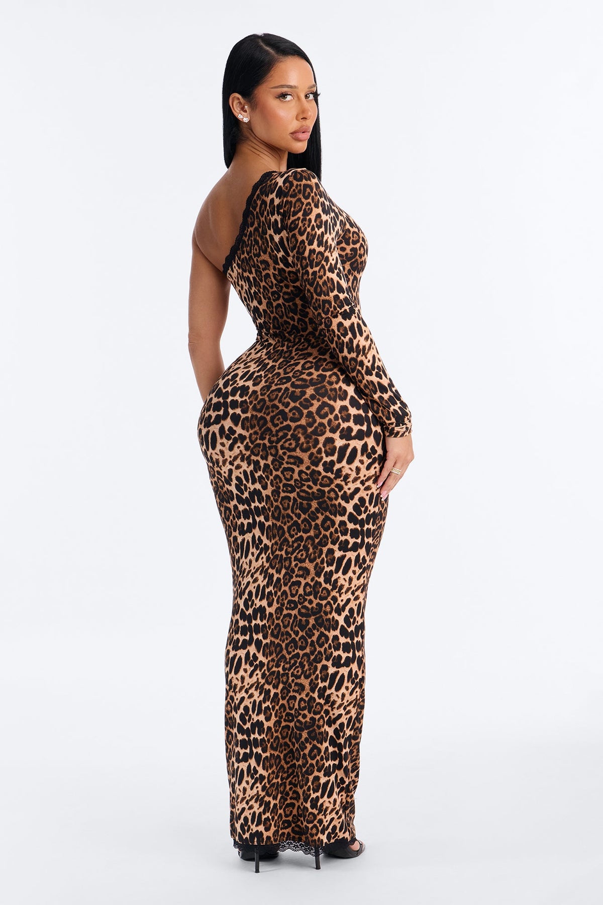 Mila One Shoulder Leopard Maxi Dress - Leopard