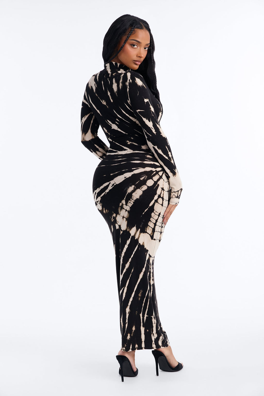 Savannah Tie Dye Long Sleeve Maxi Dress - Black/combo