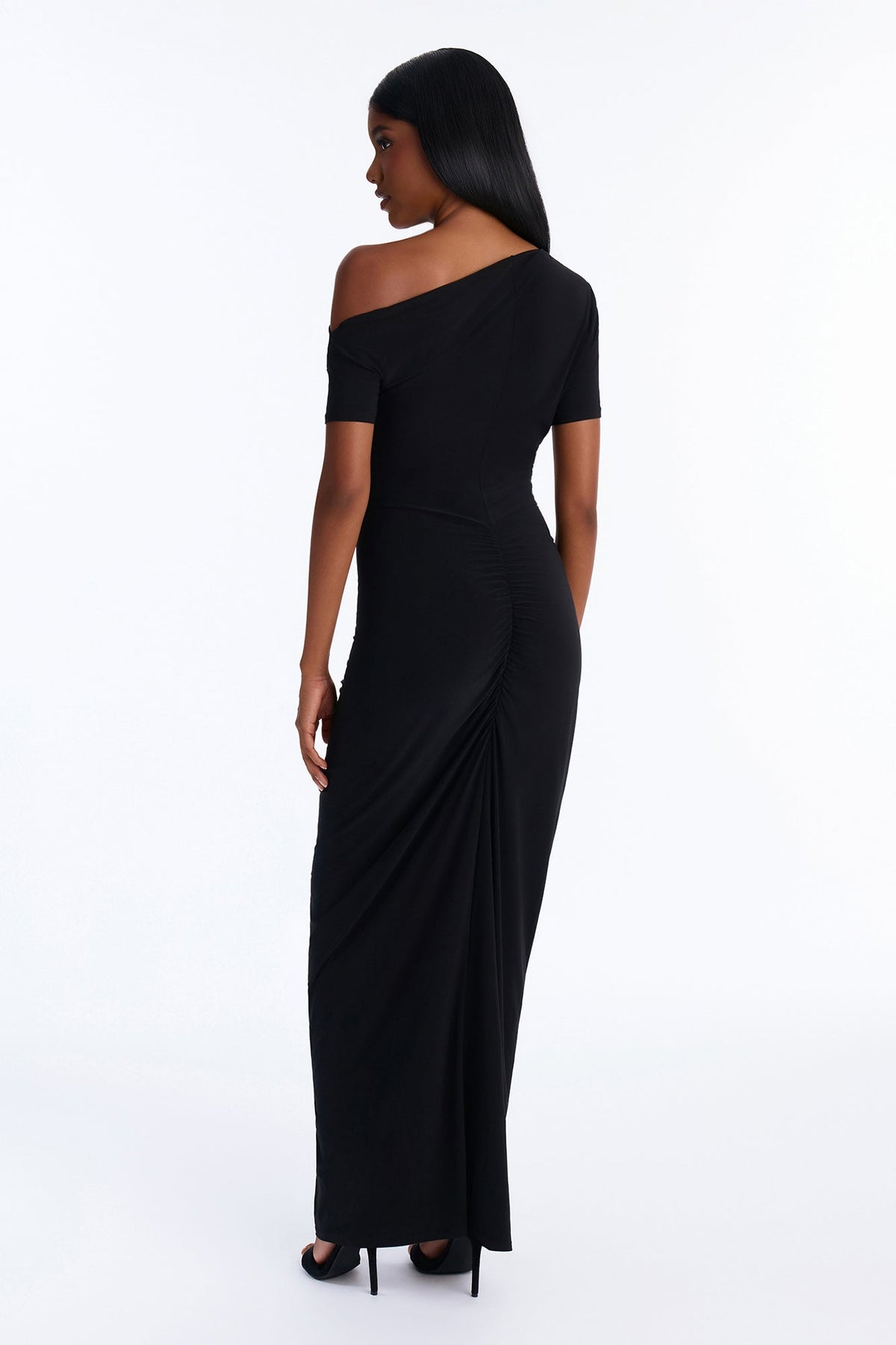 Dani Ruched Off Shoulder Maxi Dress - Black