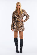 Leora Jacquard Leopard Blazer Mini Dress - Brown/combo