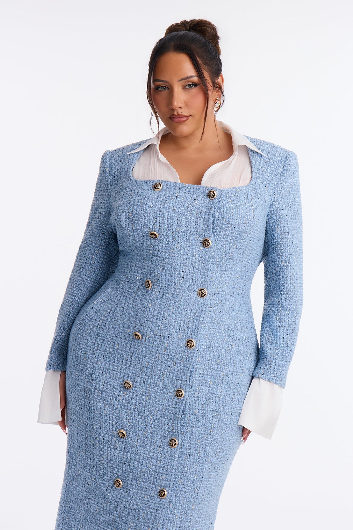 Tammie Tweed Blazer Midi Dress - Blue