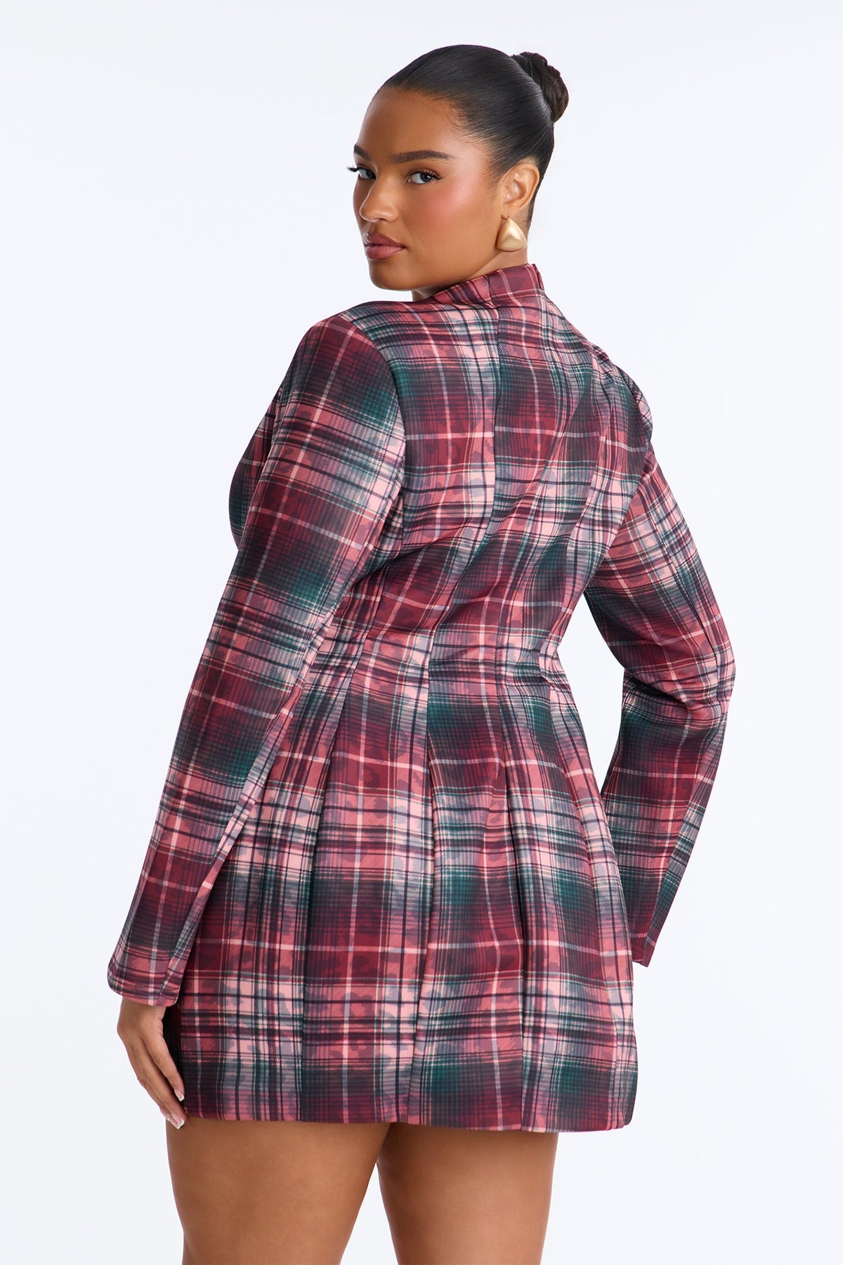 Good Taste Plaid Scuba Mini Dress - Pink/combo
