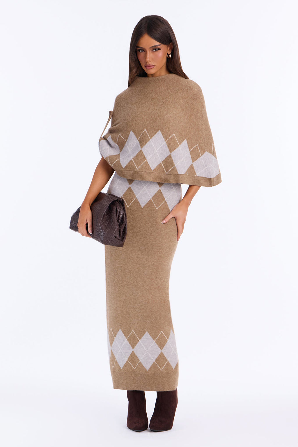 Made For This Cape Sweater Maxi Dress - Olive