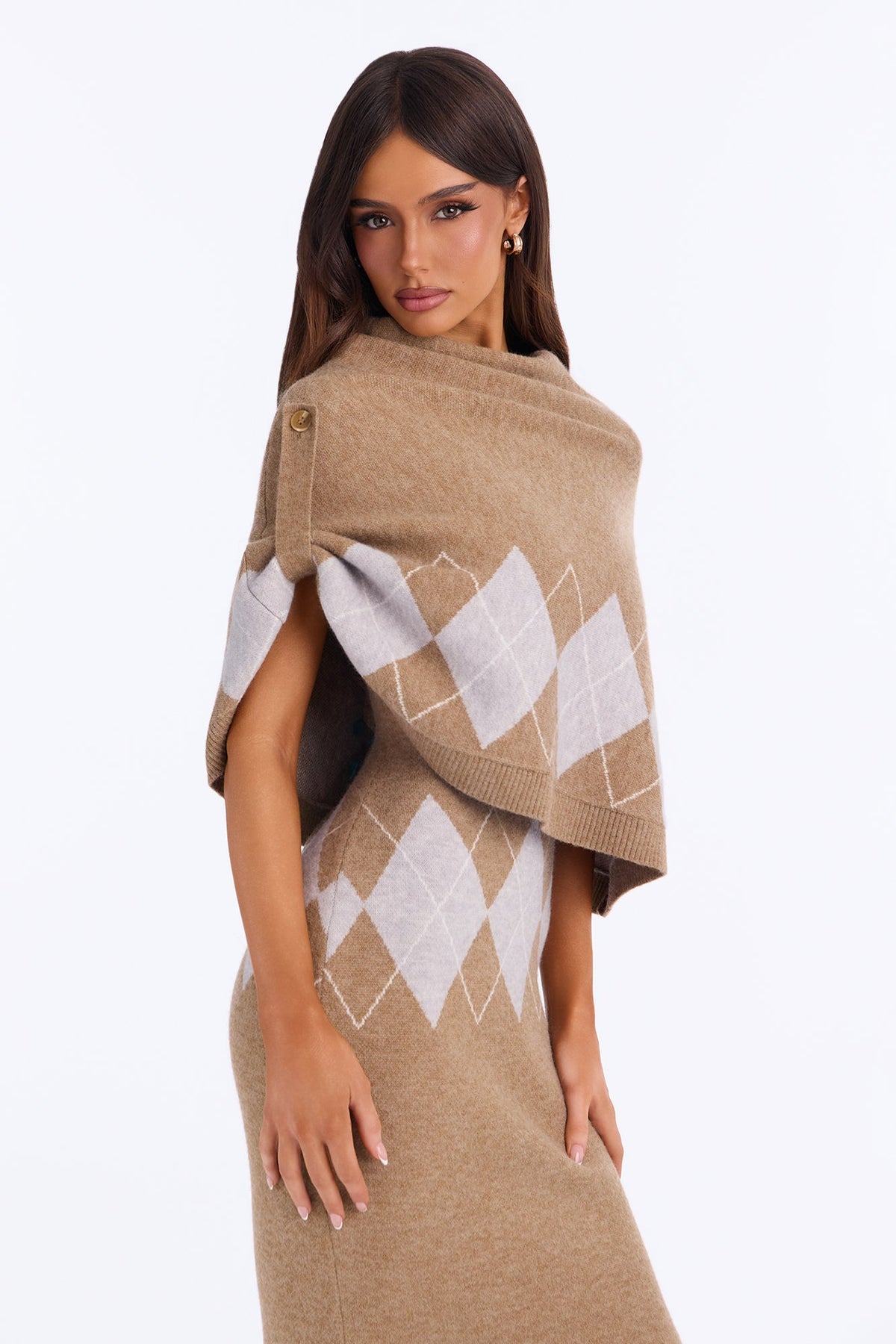 Made For This Cape Sweater Maxi Dress - Olive