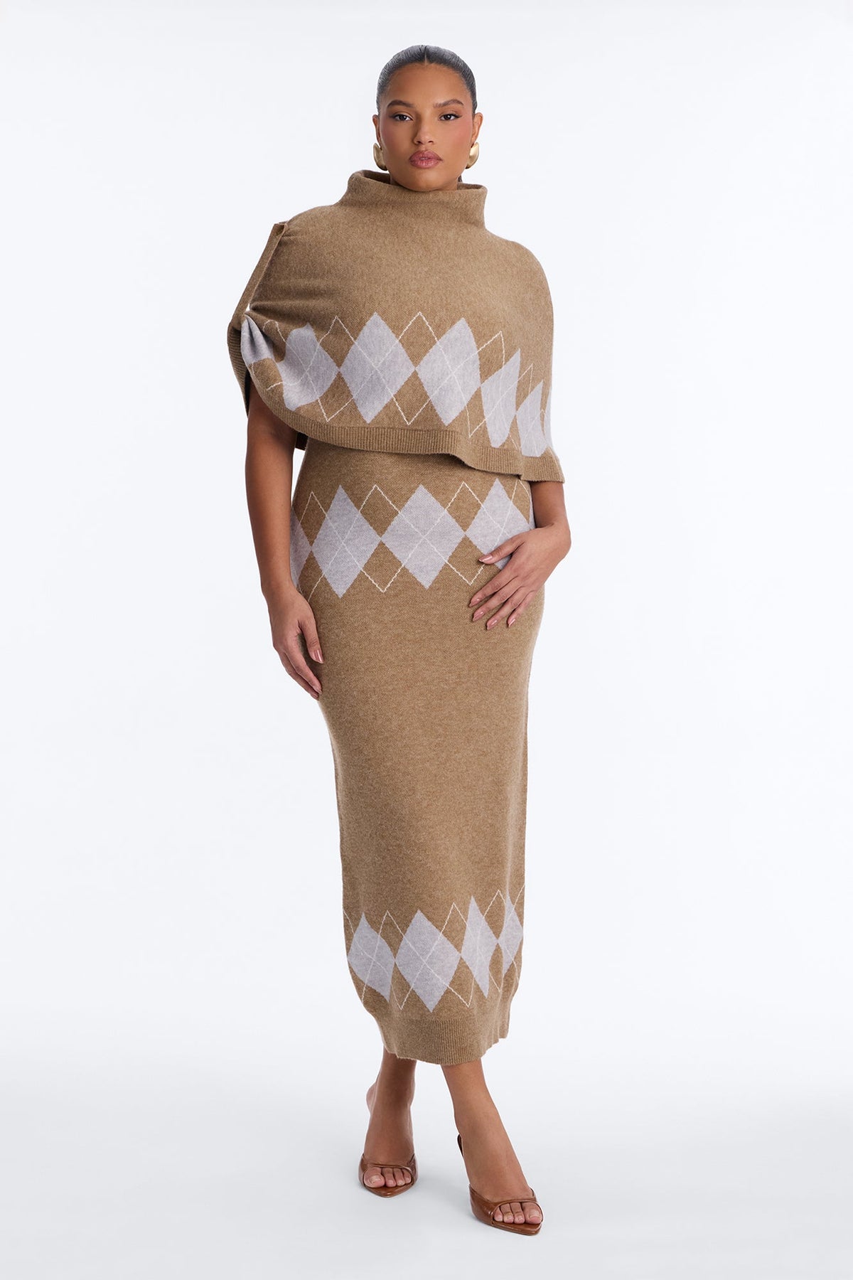 Made For This Cape Sweater Maxi Dress - Olive