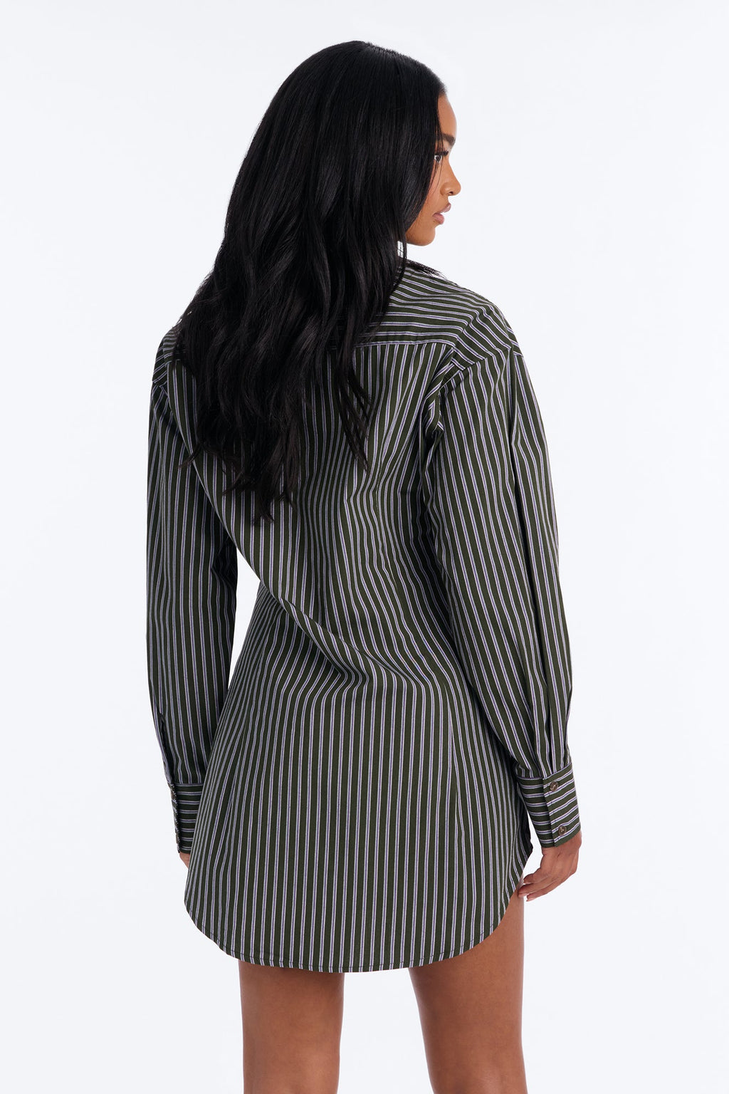 My Boyfriends Shirt Striped Mini Dress - Green/combo