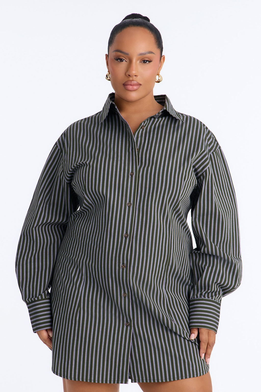 My Boyfriends Shirt Striped Mini Dress - Green/combo