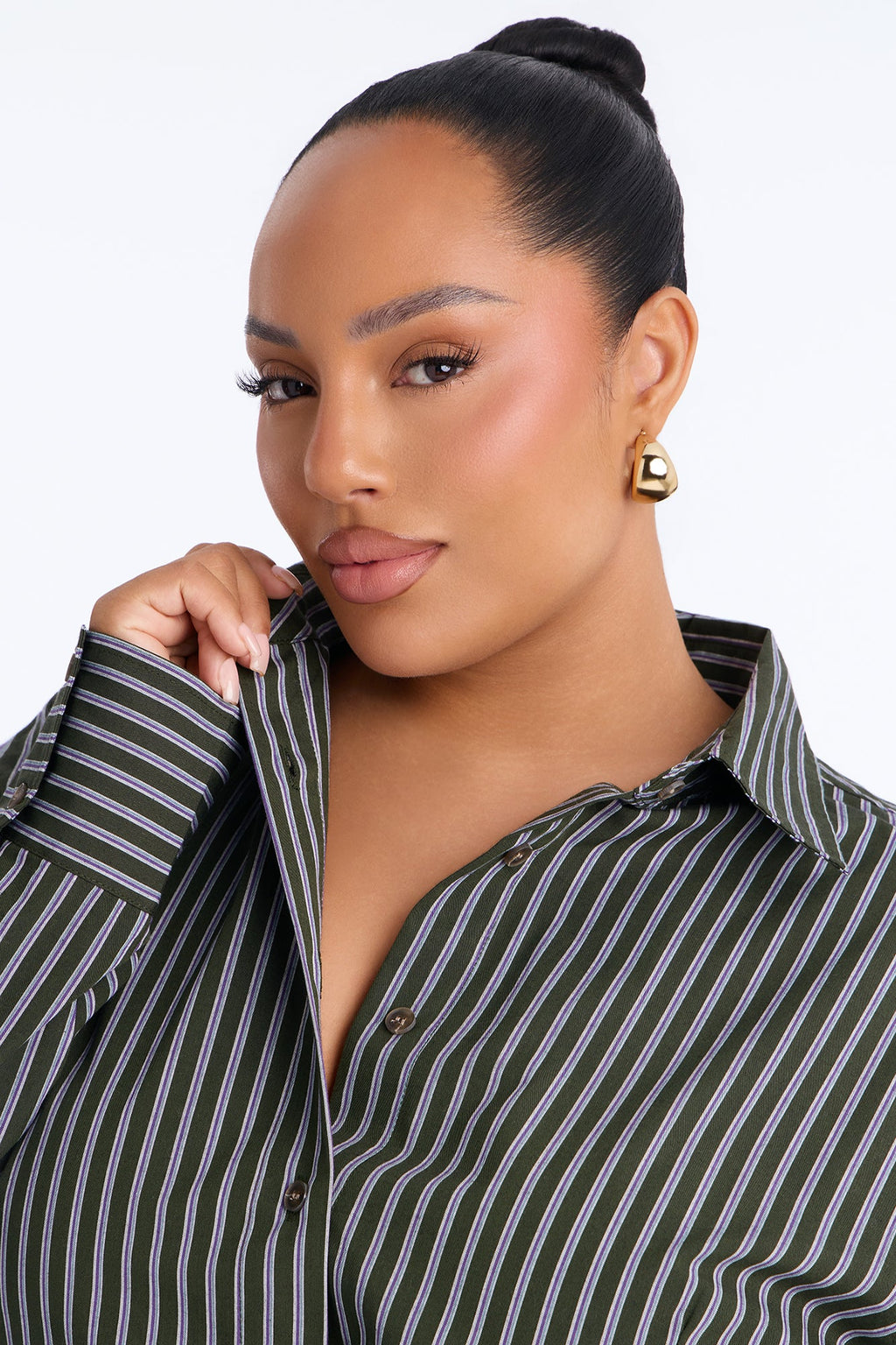 My Boyfriends Shirt Striped Mini Dress - Green/combo