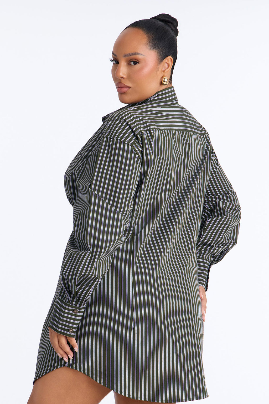 My Boyfriends Shirt Striped Mini Dress - Green/combo
