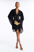 Clock It Long Sleeve Mini Dress - Black