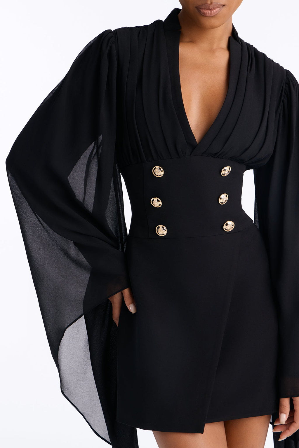 Clock It Long Sleeve Mini Dress - Black