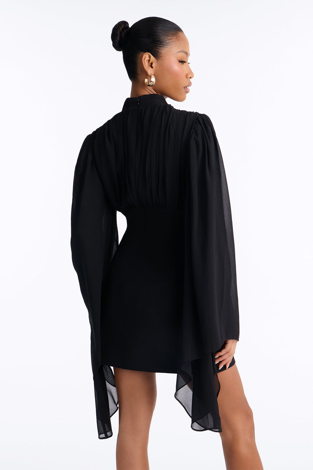 Clock It Long Sleeve Mini Dress - Black