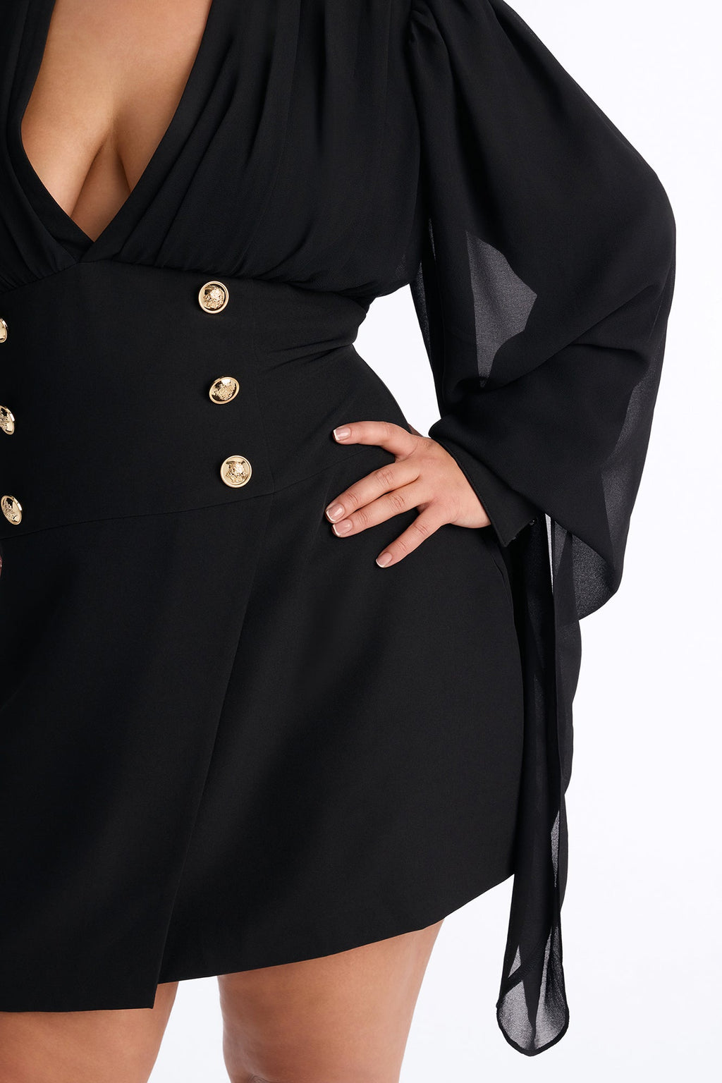 Clock It Long Sleeve Mini Dress - Black