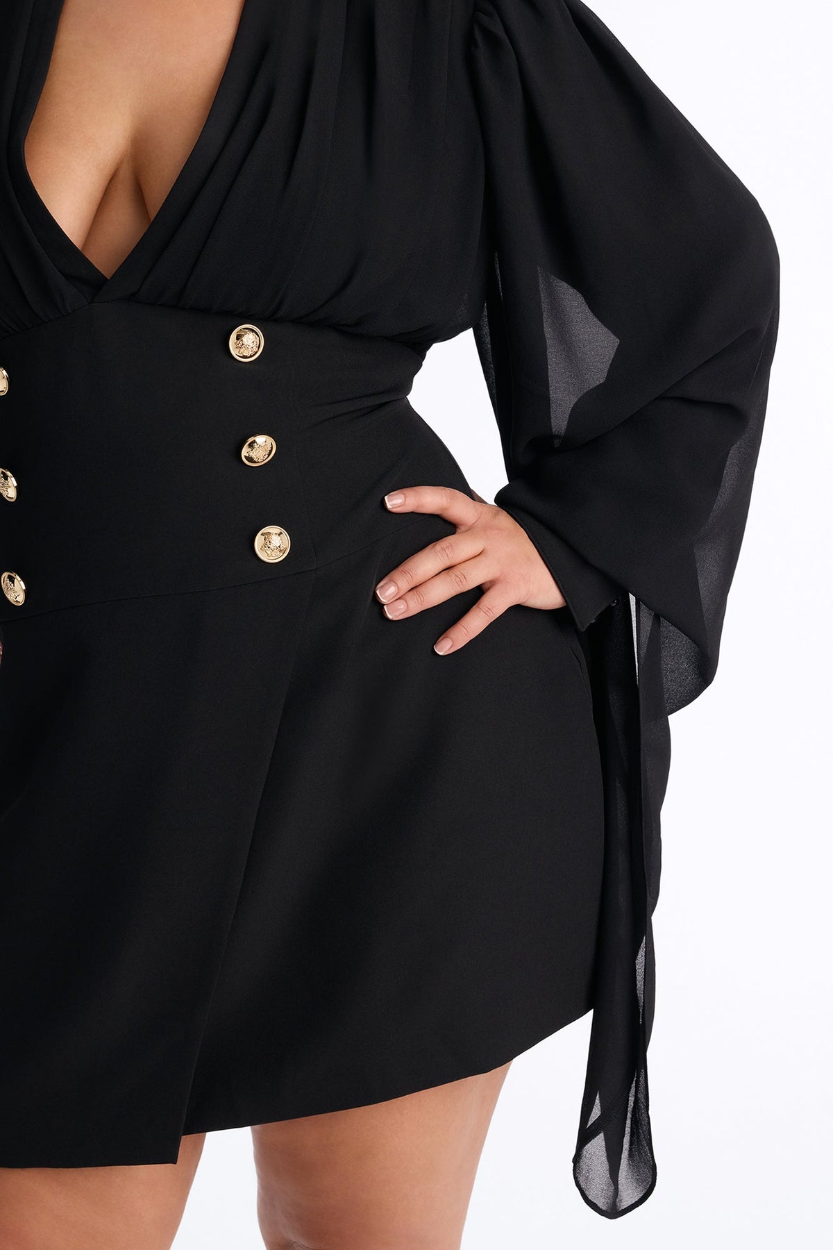 Clock It Long Sleeve Mini Dress - Black