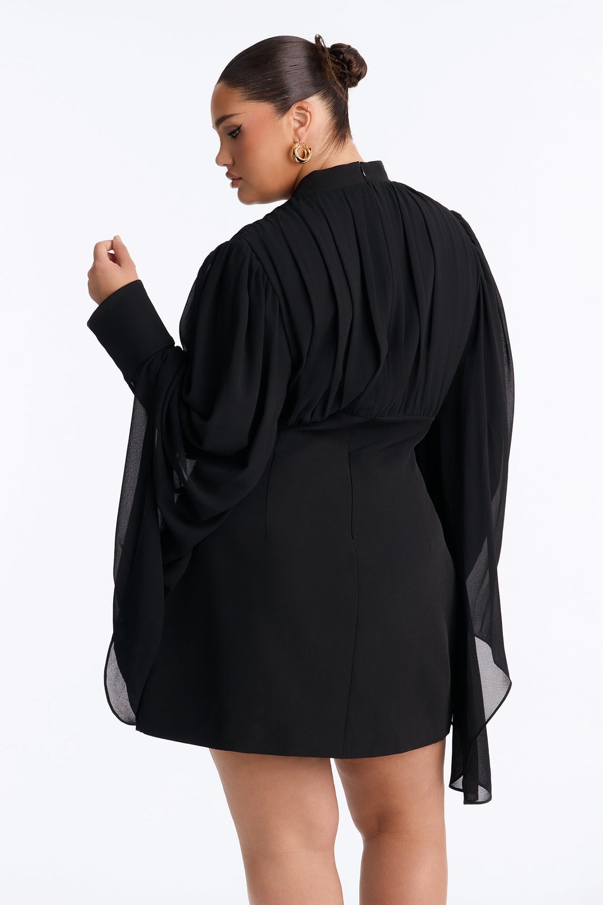 Clock It Long Sleeve Mini Dress - Black