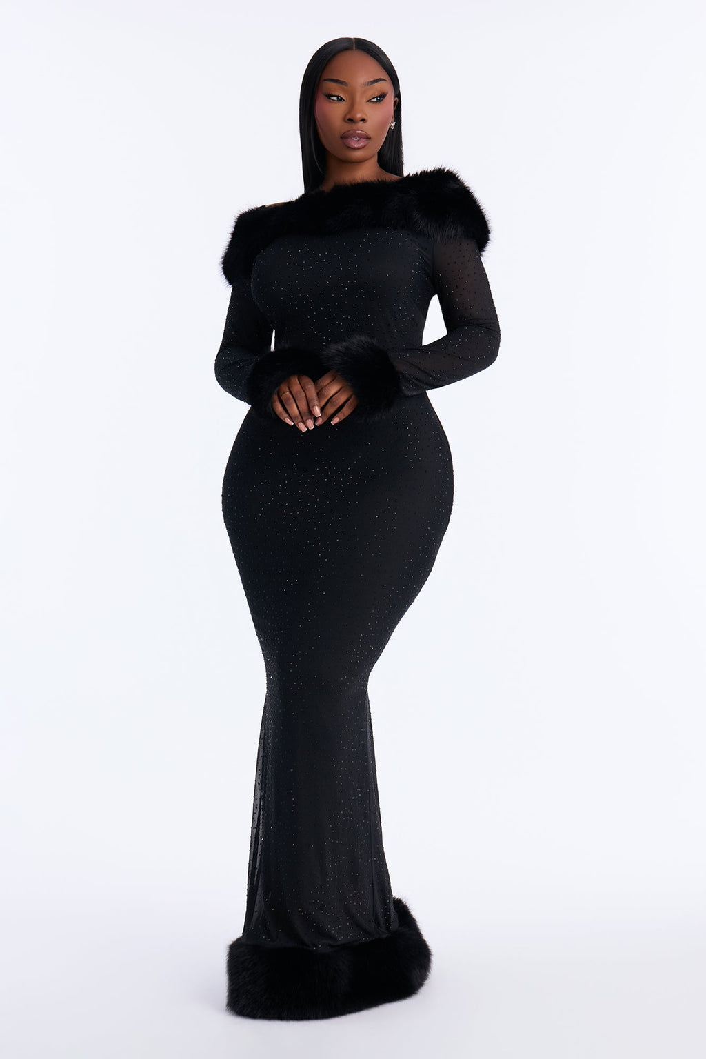 Simply Unmatched Mesh Maxi Dress - Black
