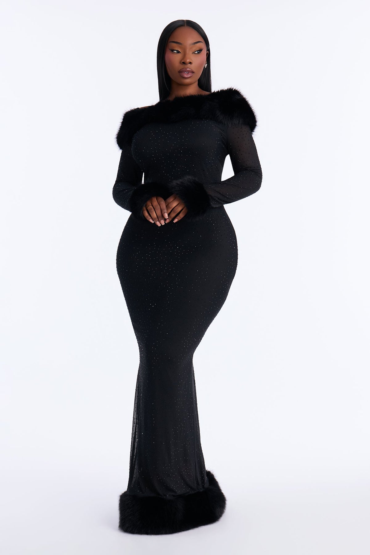 Simply Unmatched Mesh Maxi Dress - Black
