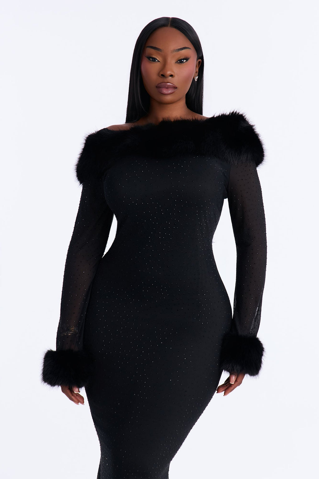 Simply Unmatched Mesh Maxi Dress - Black