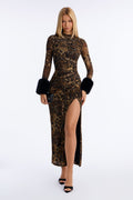 Keep It Chic Mesh Maxi Dress - Brown/combo