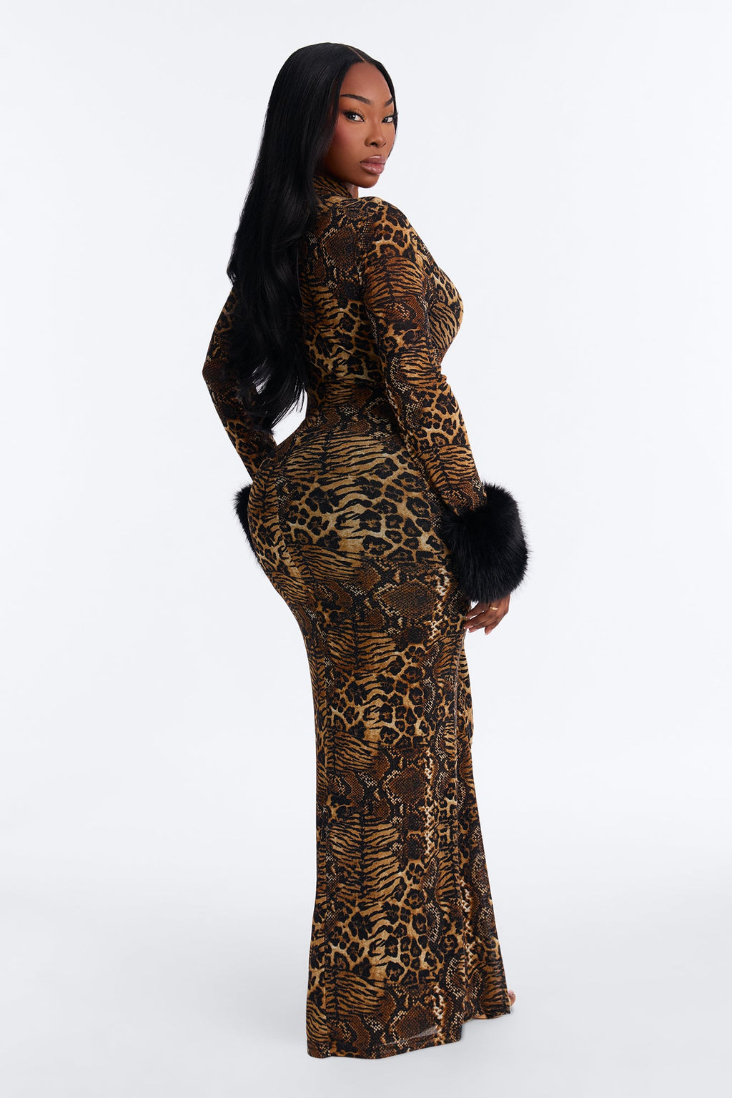 Keep It Chic Mesh Maxi Dress - Brown/combo