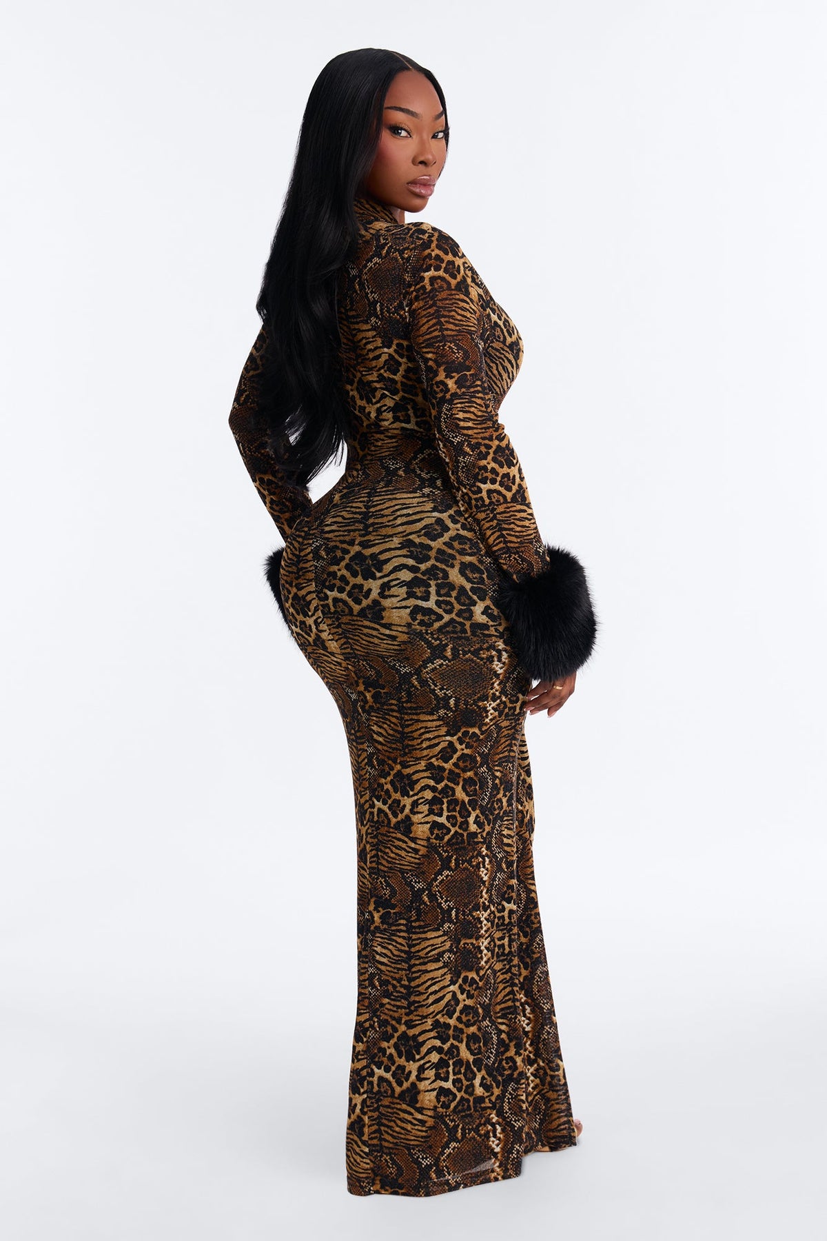 Keep It Chic Mesh Maxi Dress - Brown/combo