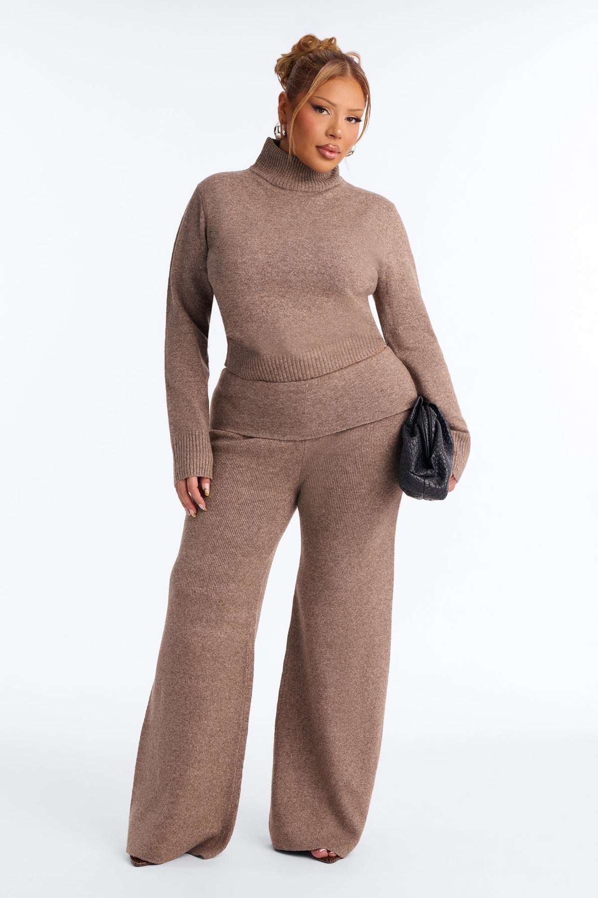 Rylan Foldover Sweater Pant Set - Mocha