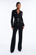 Carina Belted Flare Pant Set - Black