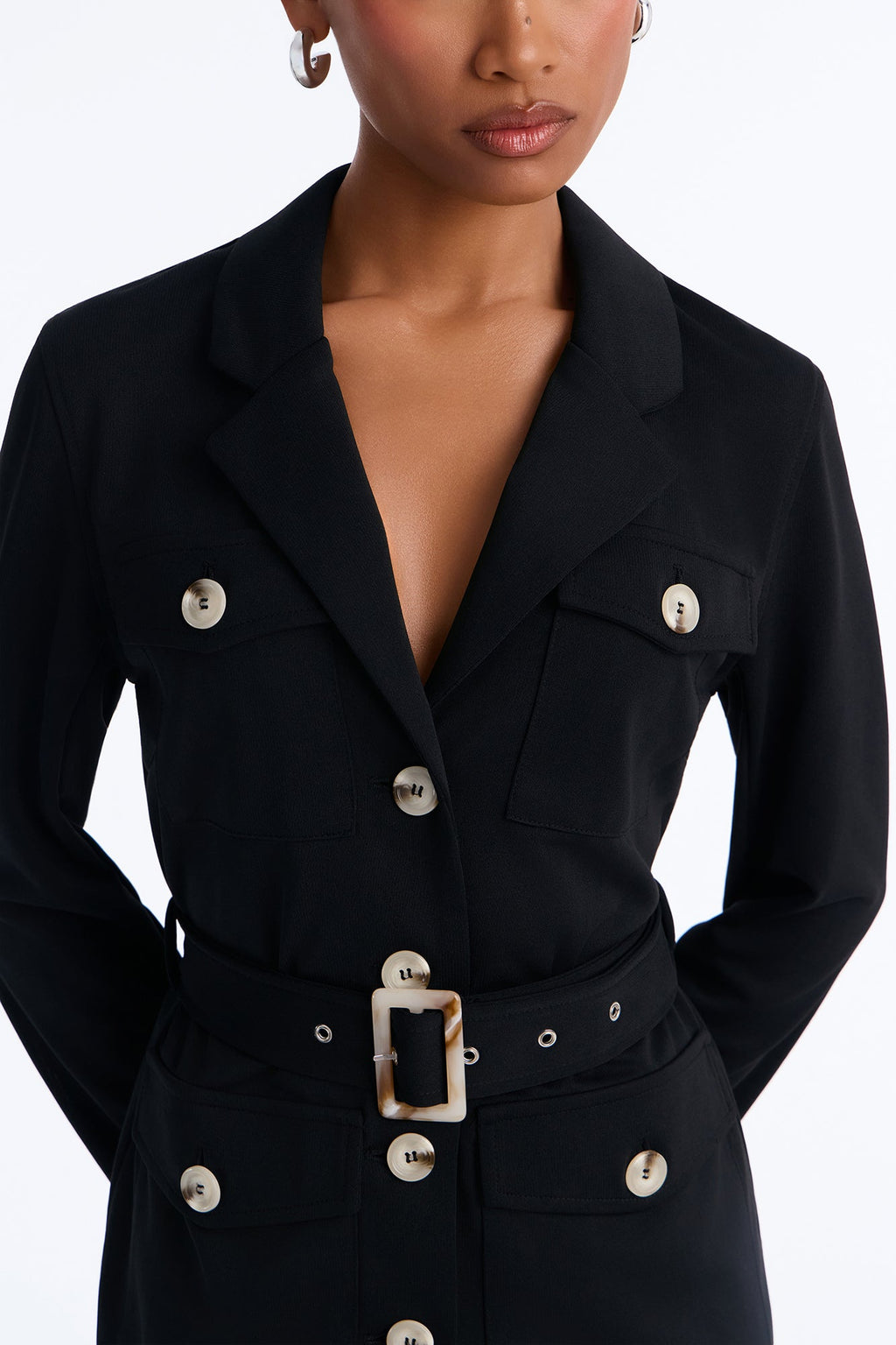 Carina Belted Flare Pant Set - Black