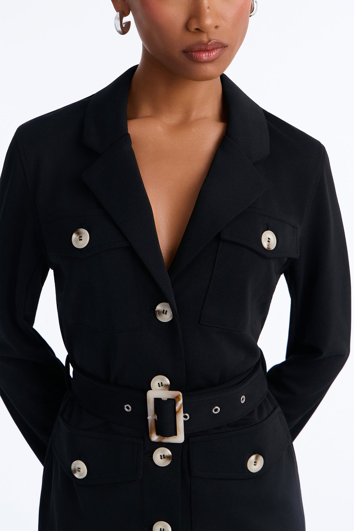 Carina Belted Flare Pant Set - Black