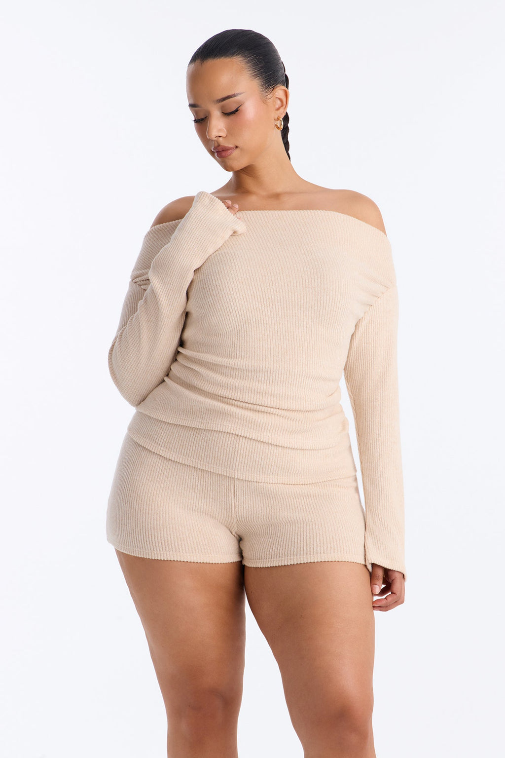 Chill Day Foldover Waist Short Set - Oatmeal