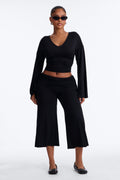 Leila Foldover Gaucho Set - Black
