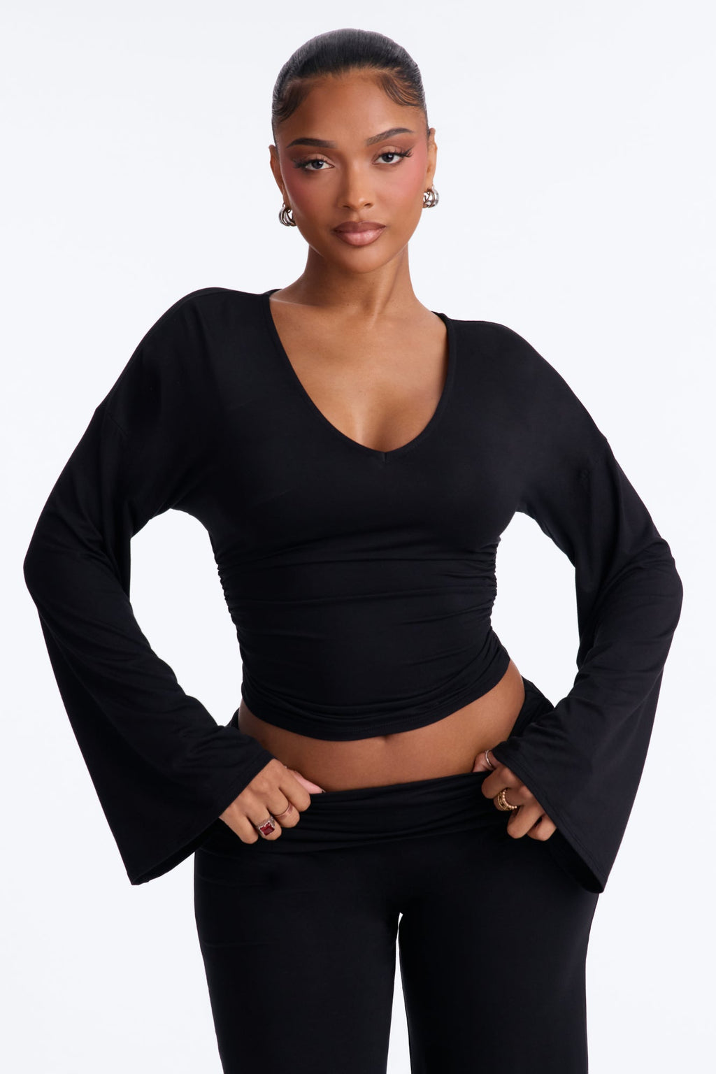 Leila Foldover Gaucho Set - Black