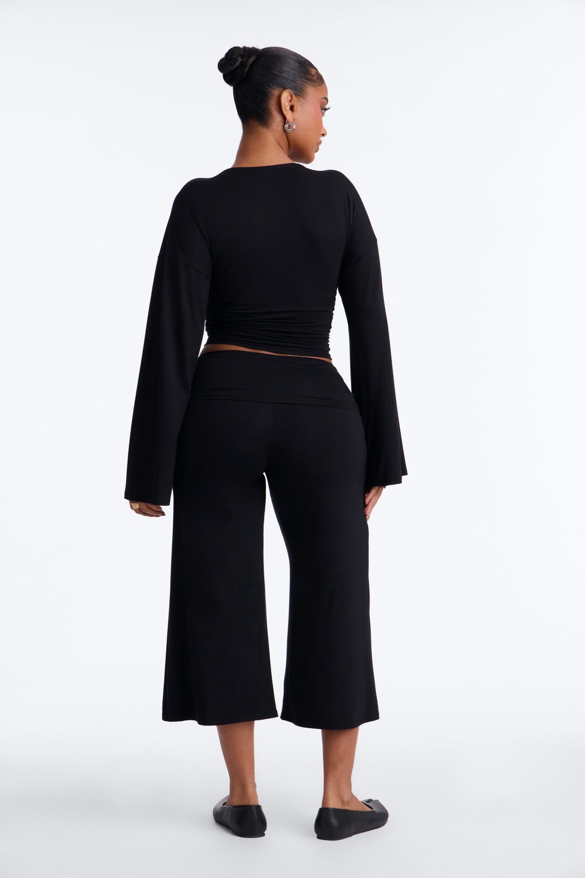 Leila Foldover Gaucho Set - Black