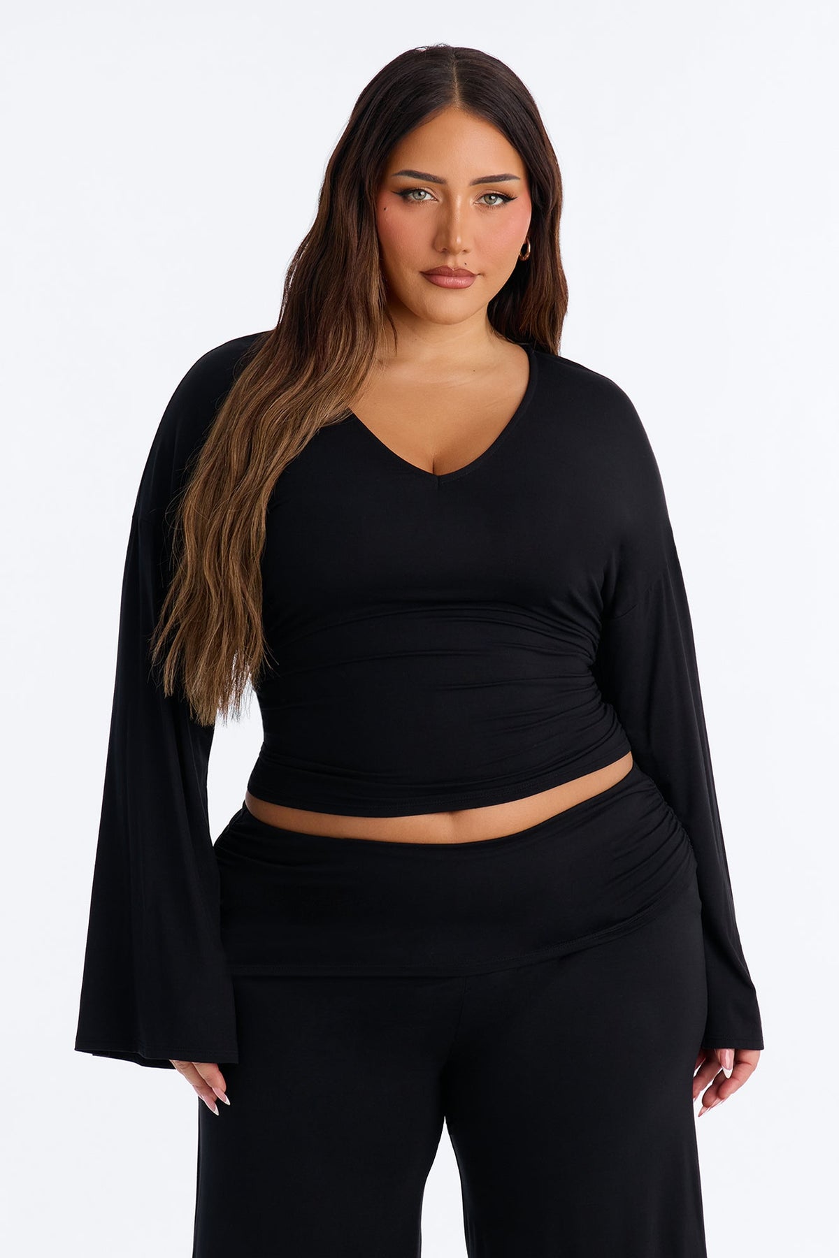 Leila Foldover Gaucho Set - Black