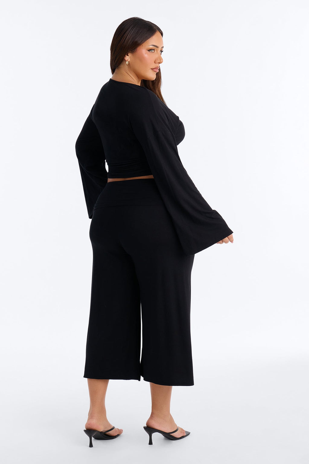 Leila Foldover Gaucho Set - Black