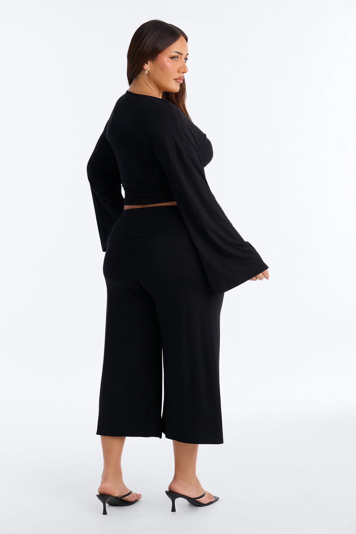 Leila Foldover Gaucho Set - Black