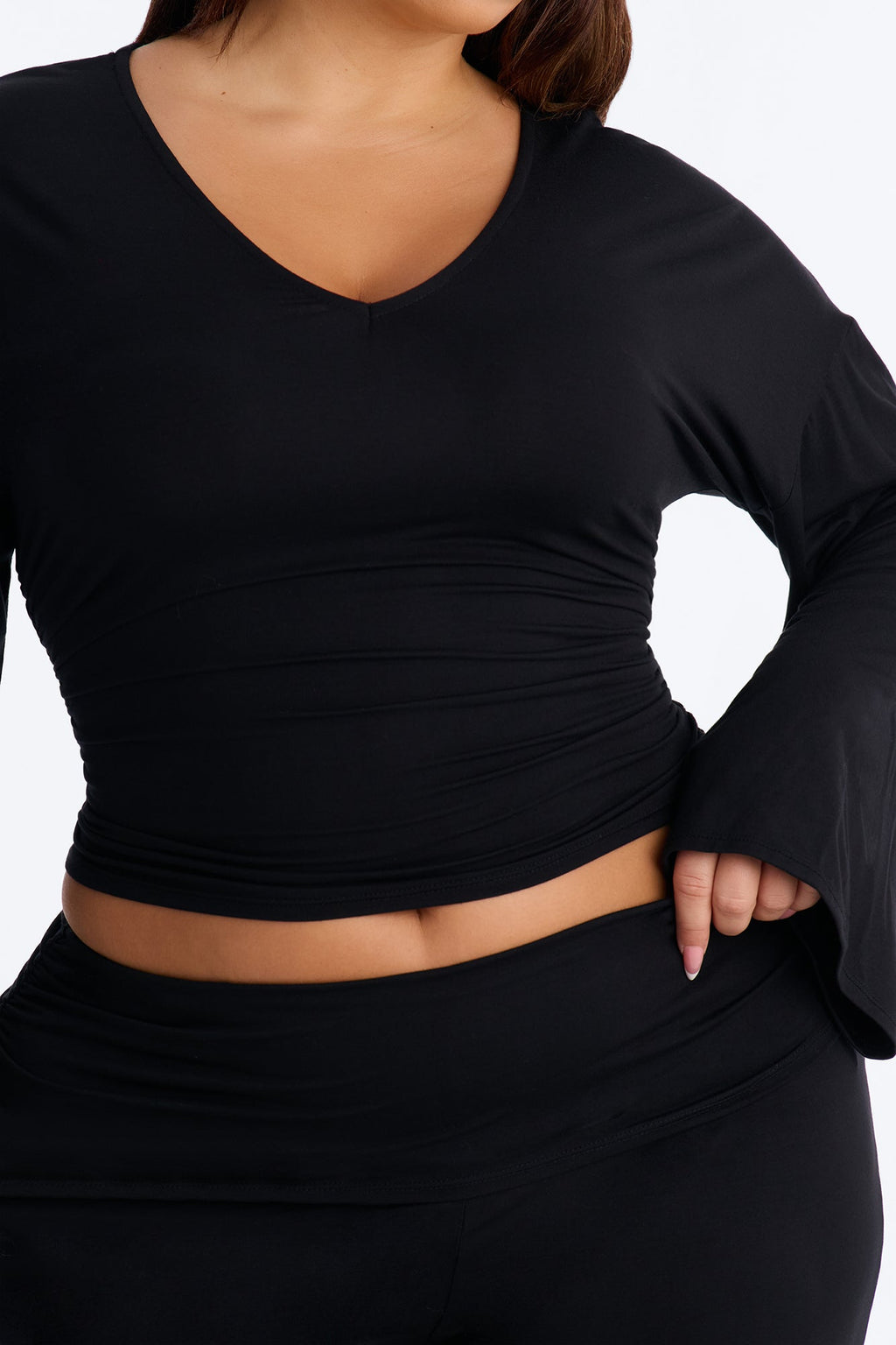 Leila Foldover Gaucho Set - Black