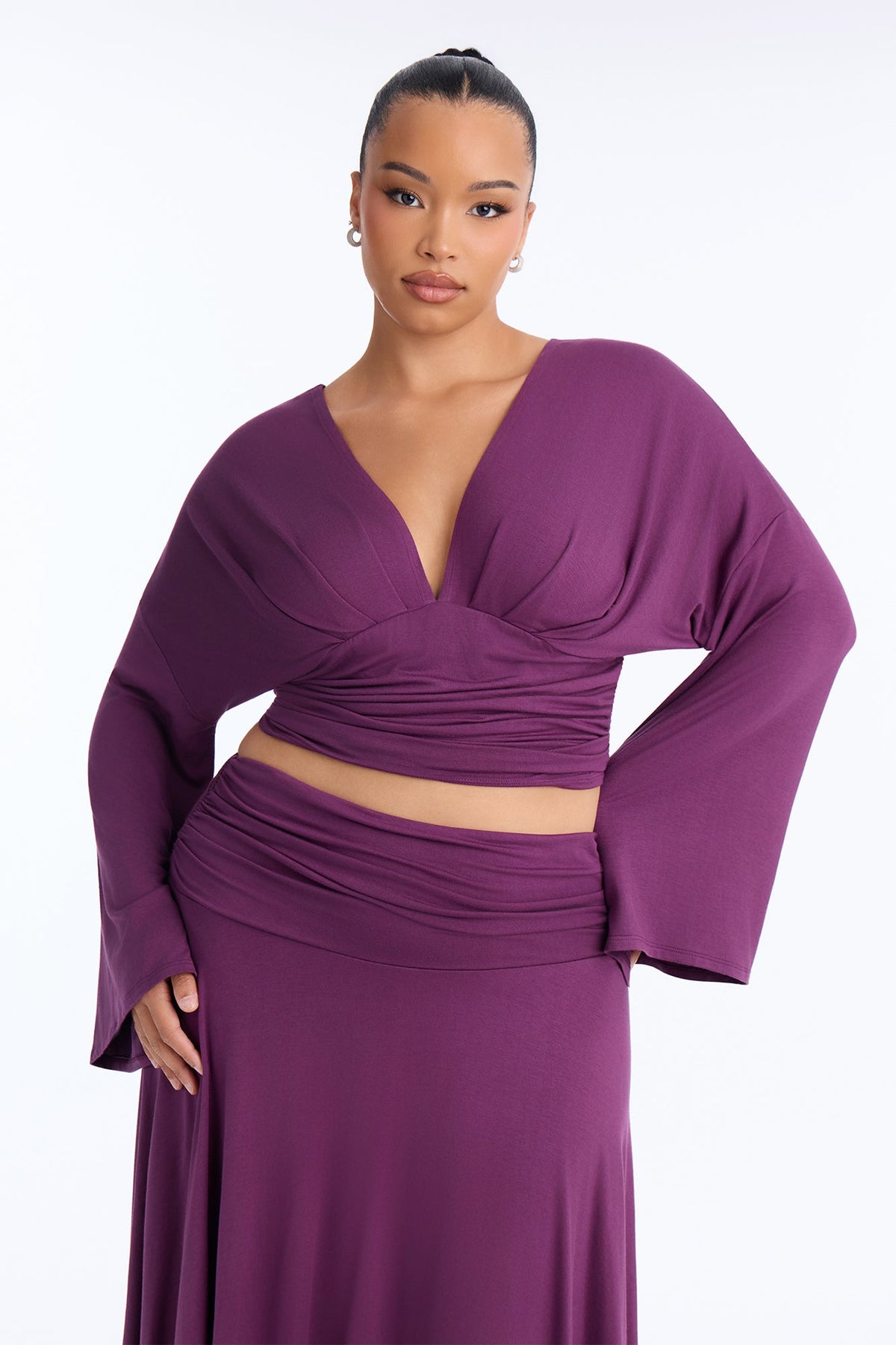 Riley Asymmetrical Midi Skirt Set - Plum