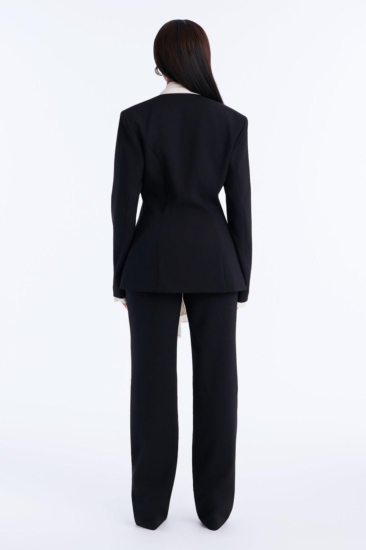 Pia Draped Blazer Pant Set - Black
