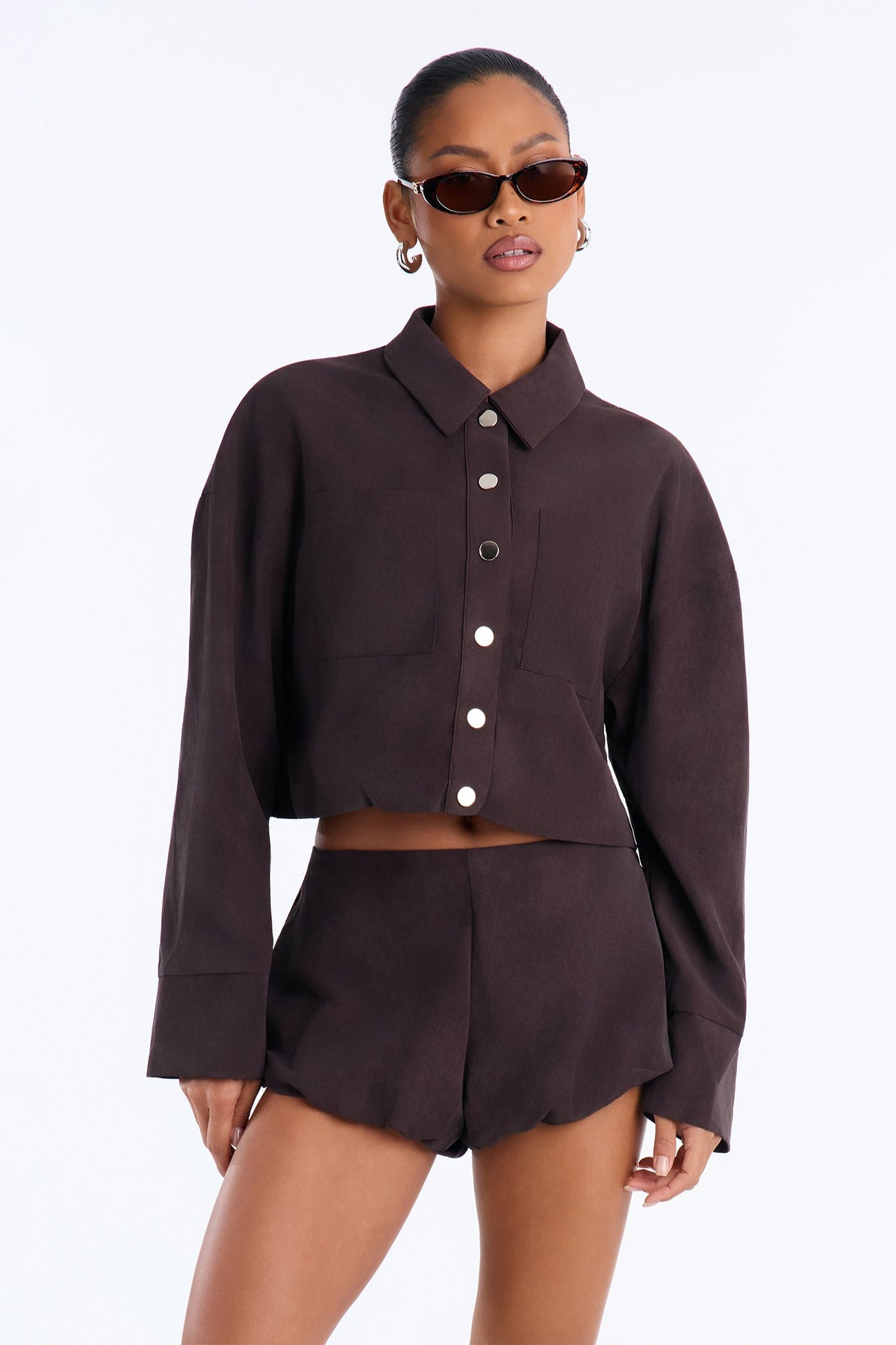 Walk In SoHo Bubble Short Set - Chocolate