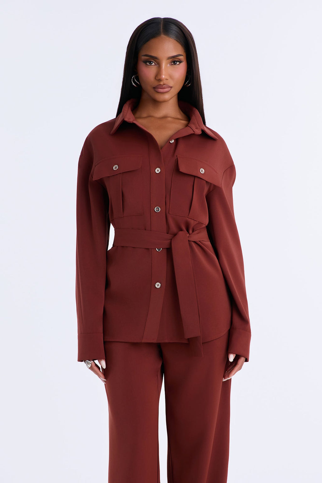 Angela Belted Pant Set - Rust