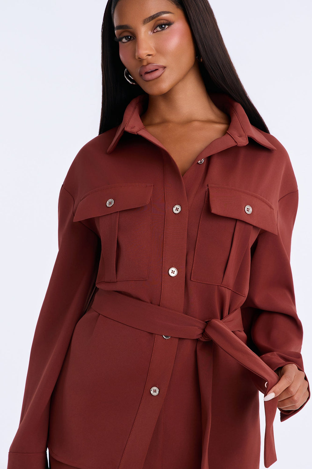 Angela Belted Pant Set - Rust