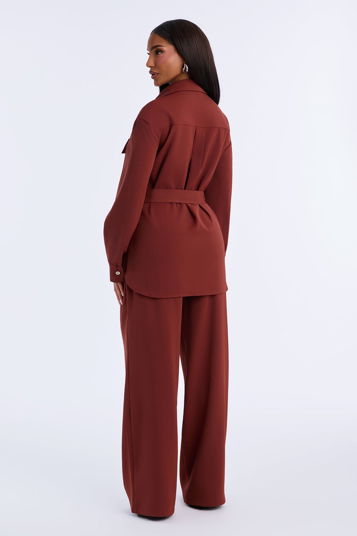 Angela Belted Pant Set - Rust