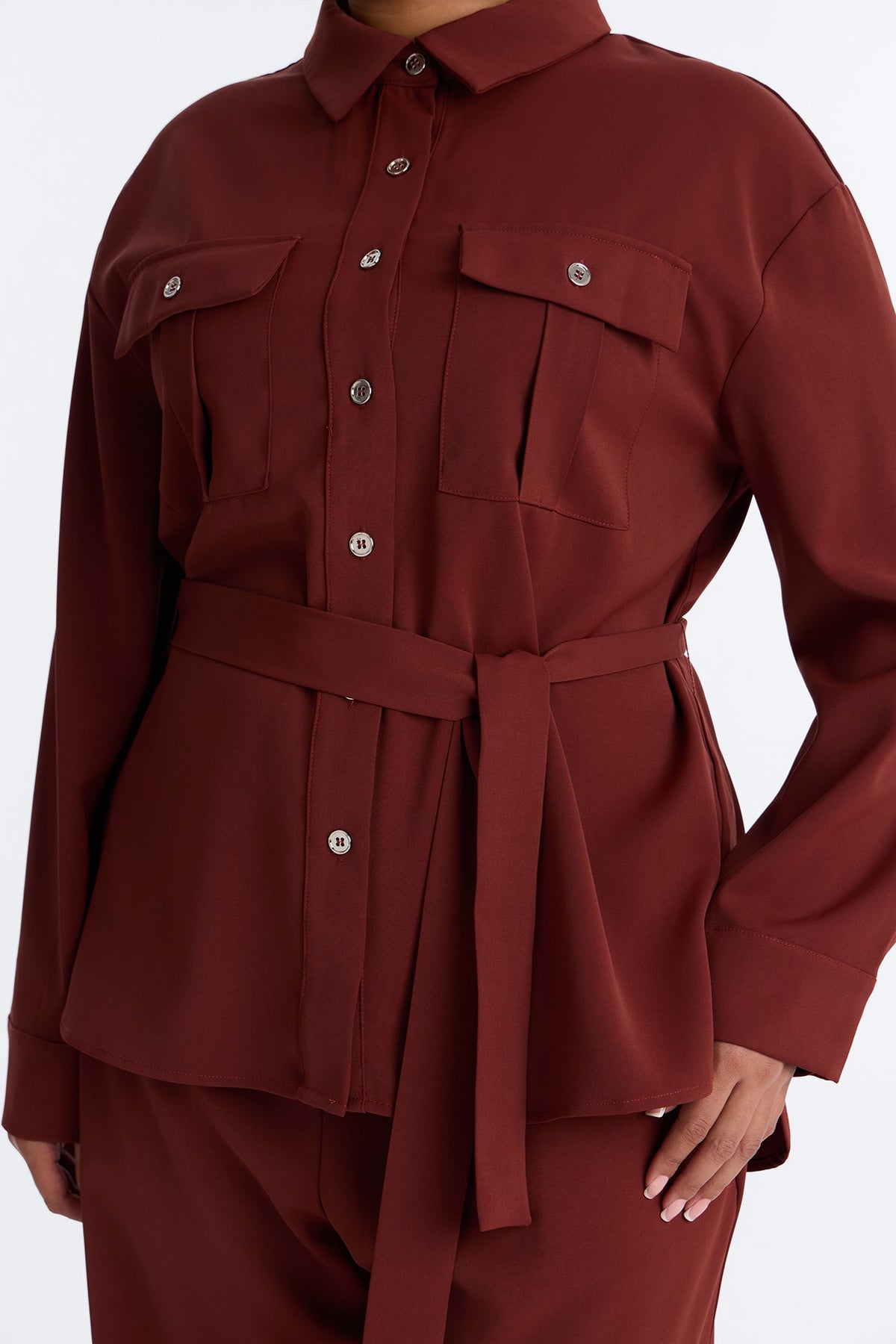 Angela Belted Pant Set - Rust