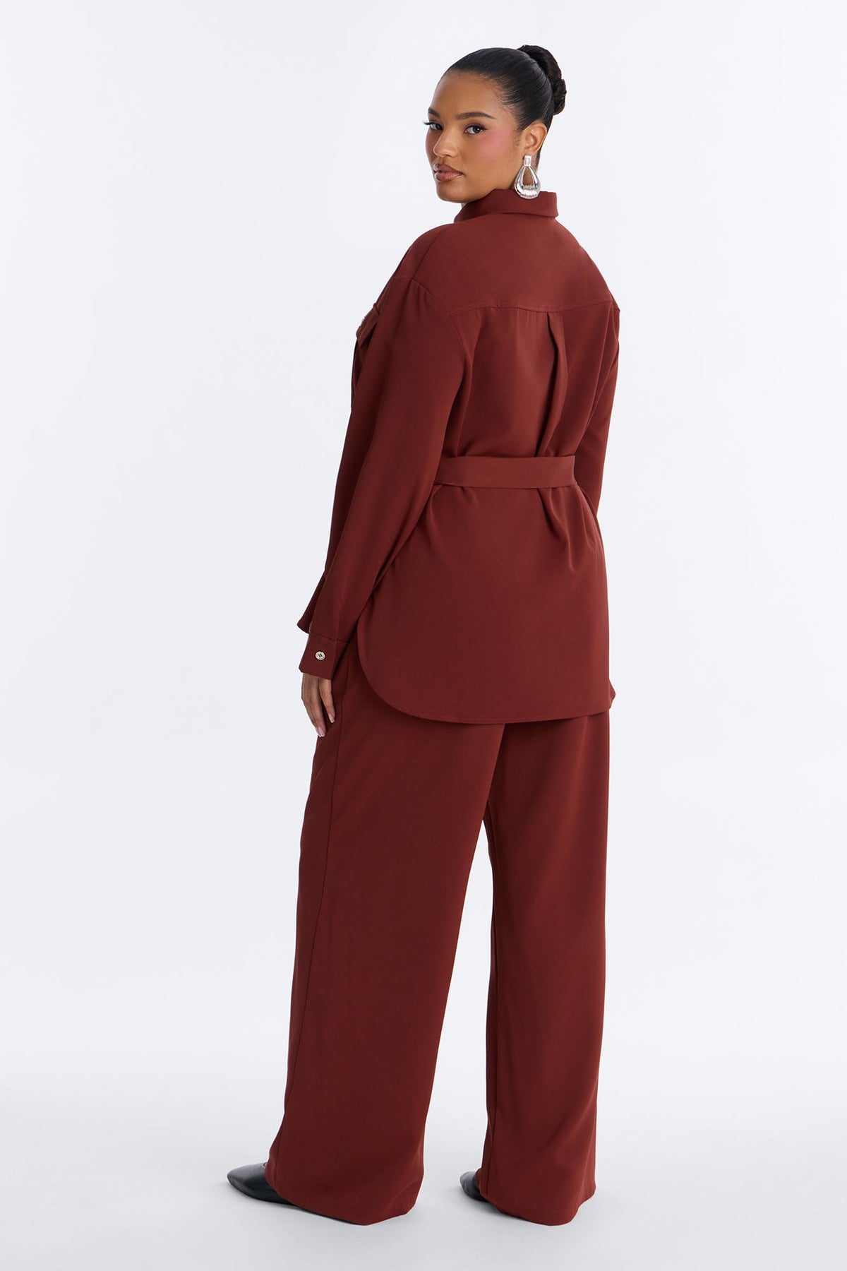 Angela Belted Pant Set - Rust