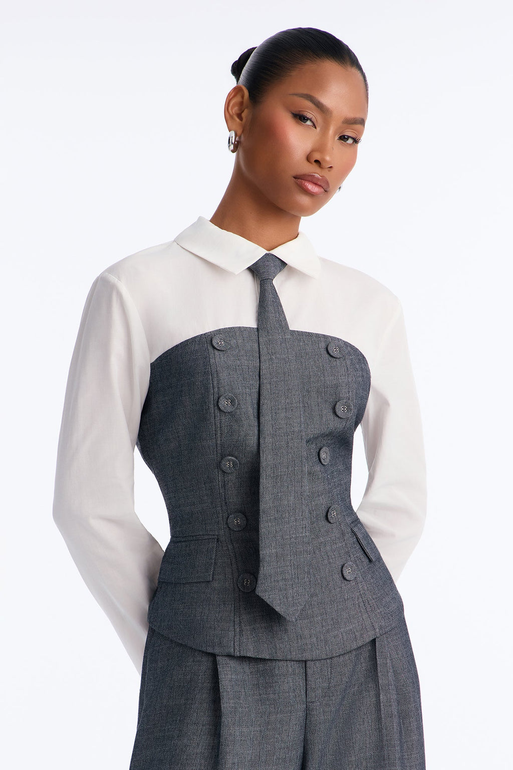 Shannon Wide Leg 3 Piece Pant Set - Grey