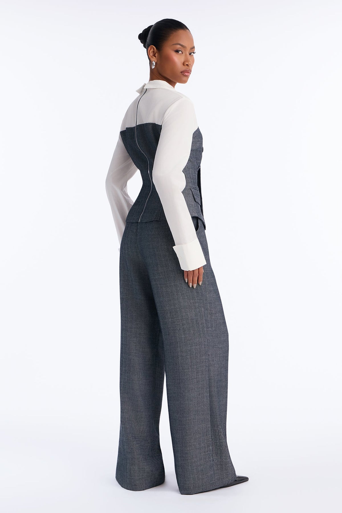 Shannon Wide Leg 3 Piece Pant Set - Grey