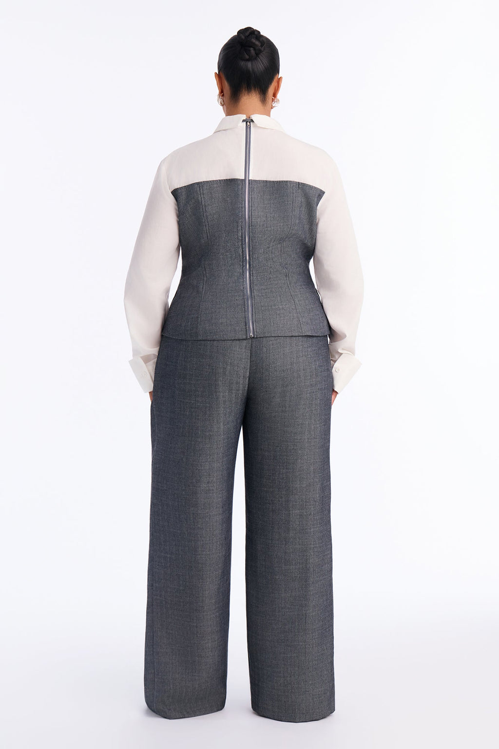 Shannon Wide Leg 3 Piece Pant Set - Grey