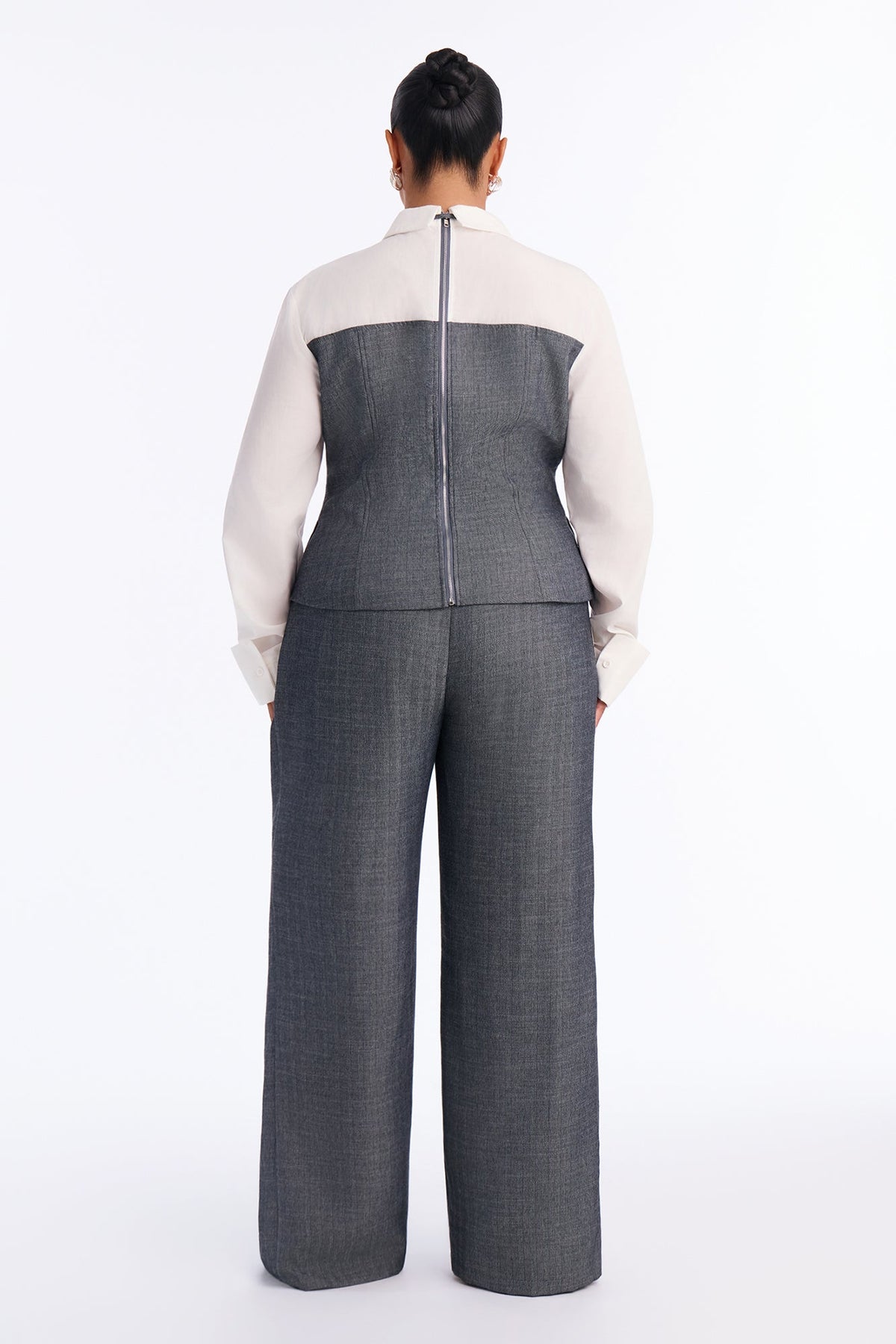 Shannon Wide Leg 3 Piece Pant Set - Grey